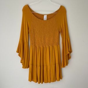Time and Tru Mustard Yellow‎ Flowy Dress Sz S